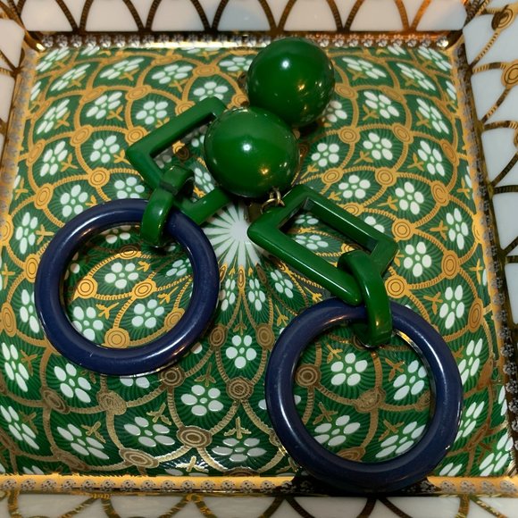 Marni green & blue clip-on earrings - Picture 4 of 5